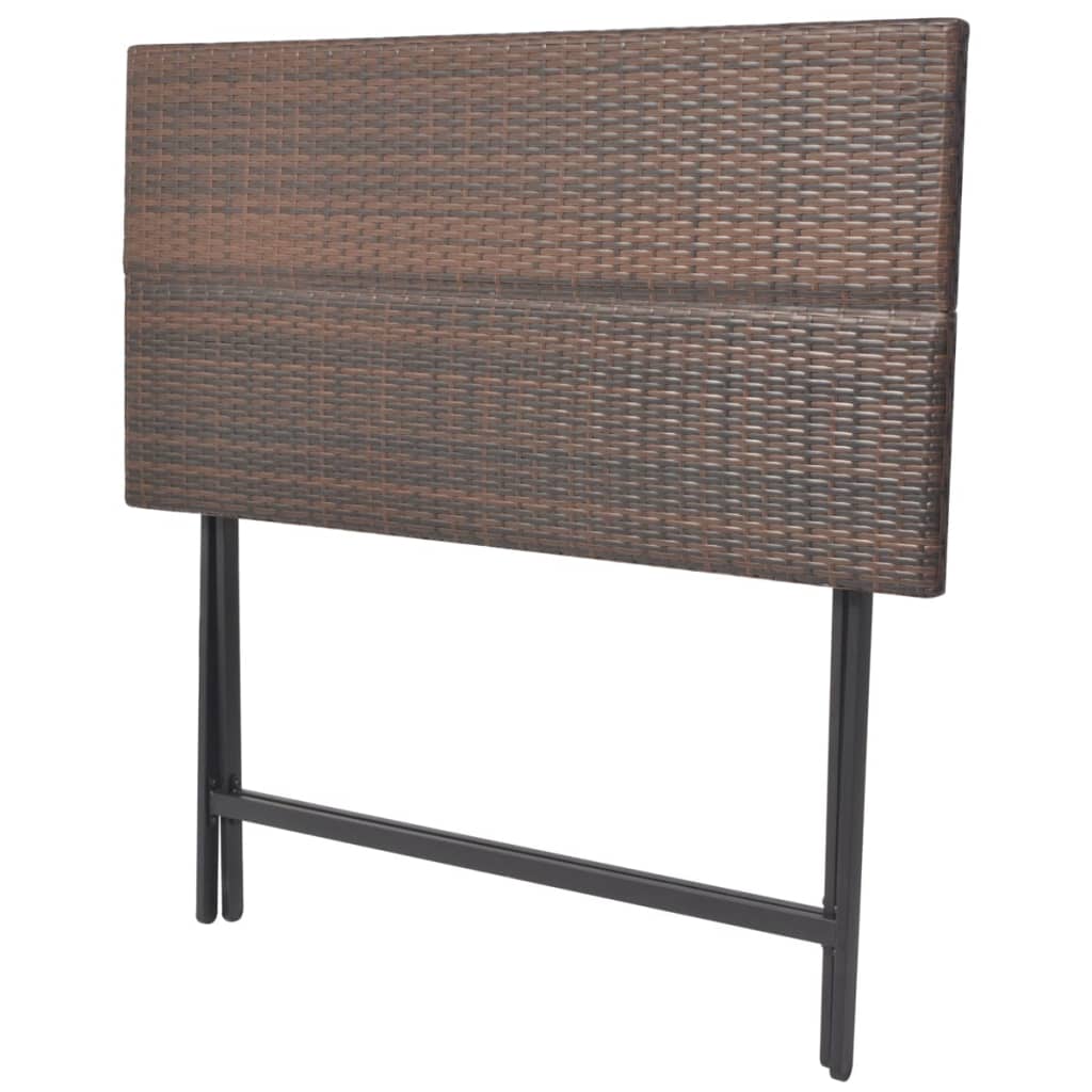 7 Piece Foldable Outdoor Dining Set Steel Frame with Brown Poly Rattan Finish