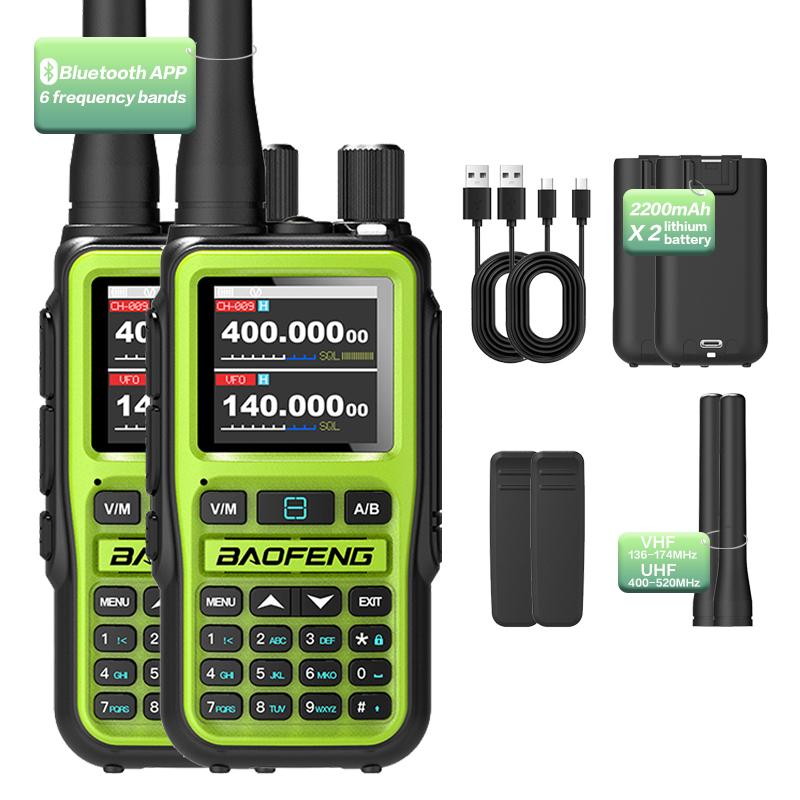 Двойной комплект мини-раций Baofeng UV-5R 5 Вт | Синхронизация каналов по Bluetooth + Отчеты о штормах NOAA | Перезаряжаемые Type-C для чрезвычайных ситуаций