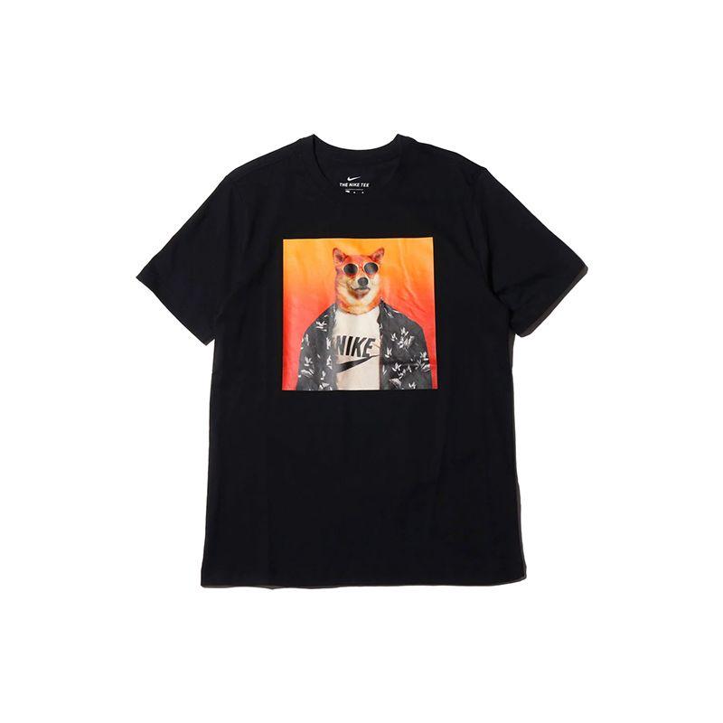 Nike Солнцезащитные очки Shiba Inu с принтом, футболка с коротким рукавом и круглым вырезом, мужские топы, черный BQ0186-010