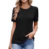 Женская мода повседневный комфорт сексуальный однотонный круглый вырез короткий рукав топ