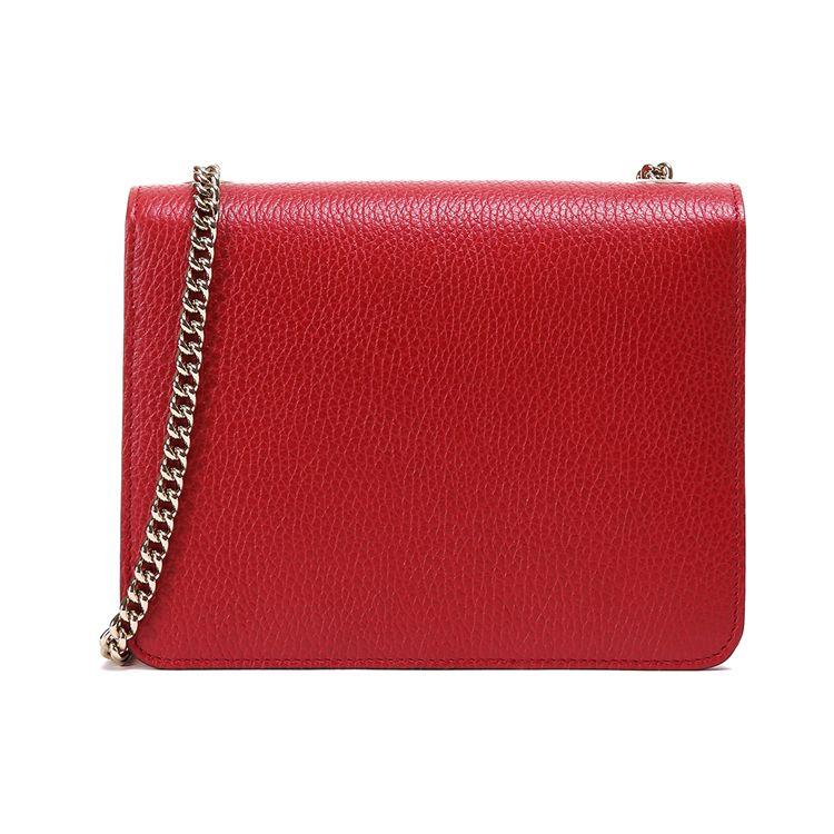 Gucci Interlocking G Leather Chain Crossbody Bag In Red For Women Daily Use