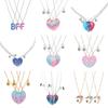 Qpeach 3Pack Heart Flower Butterfly Star Glitter Pendant Best Friend Girls BFF Necklace of 3 for Kids Friendship Jewelry Gifts