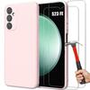 Case for Samsung Galaxy S23 FE - Silicone Protection - Lightweight - Shockproof - Light Pink - 2 Tempered Glasses
