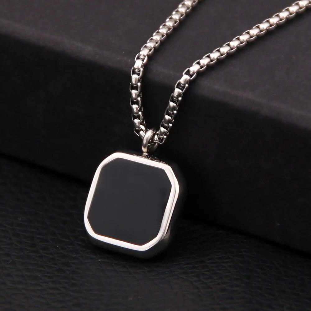 Геометрические квадратные ожерелья для мужчин, натуральный камень, твердая нержавеющая сталь, многоугольное ожерелье с подвеской, повседневное ожерелье для мальчиков в стиле панк, подарок, ювелирные изделия