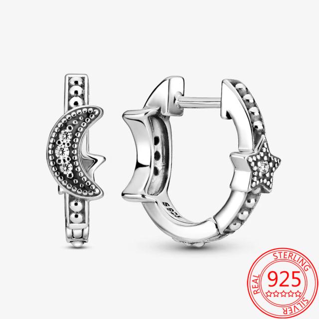 Подлинные серьги-кольца из стерлингового серебра 925 пробы с паве в форме сердца, модные брендовые серьги-подвески, женские свадебные украшения