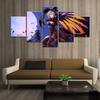 Home Decor Poster Pictures Prints Canvas 5 Piece Modular Sorceress Mercy Overwatch Game Living Room Decorative Painting No Frame