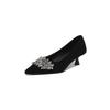 Fashion New Spring/Autumn Genuine Leather Women Shoes Pointed Toe Shoes for Women Fashion Rhinestone Loafers Shallow Mouth Women Pumps