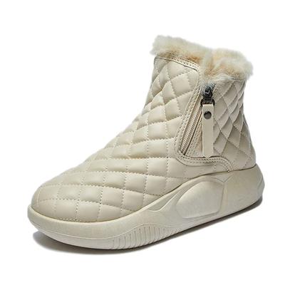 Зимняя обувь женские зимние сапоги на плоской платформе для холодной зимы теплые плюшевые женские ботильоны черные бежевые увеличивающие рост на 3,5 см D244