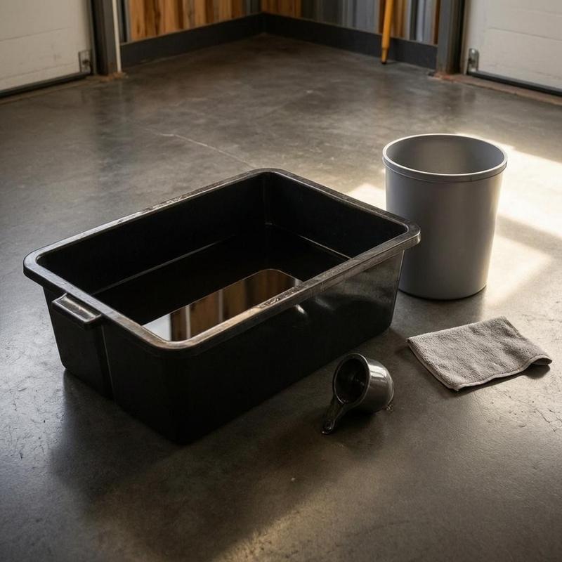 Oil Drain Pan Pouring Spout Parts Cleaning Pan Auto Maintenance Sleek Finish Garage Supply Black for Workshop