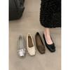 French Retro Silver Bow Flats Gentle Style Women's Shoes