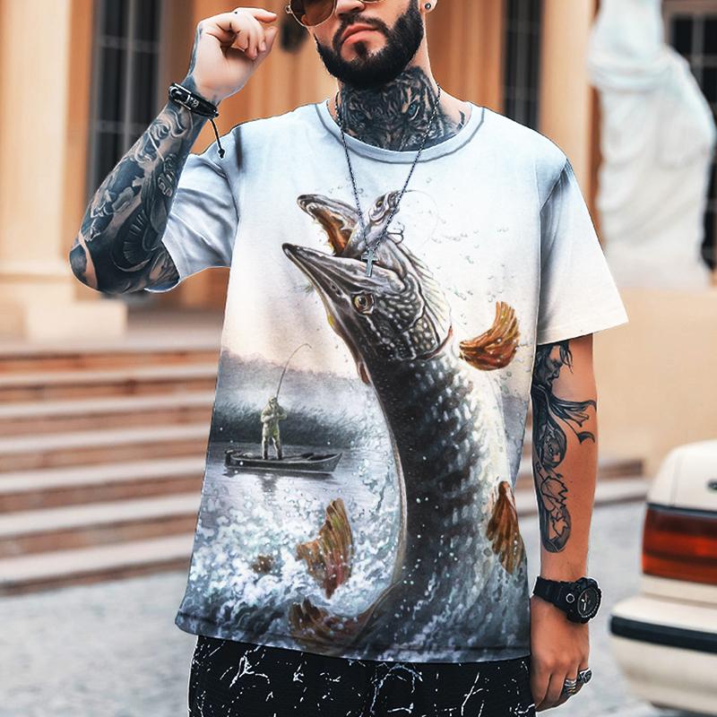 Мужская куртка для рыбалки на открытом воздухе, напечатанная в 3D, незаменимая вещь для рыбалки, повседневная одежда для улицы, с коротким рукавом, очень большая