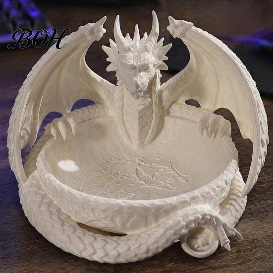 Прочная PLA-скульптура дракона, готический поднос для украшений, 3D-печатная фигурка, настольная форма мифического существа, органайзер-поддон для хранения ключей, монет