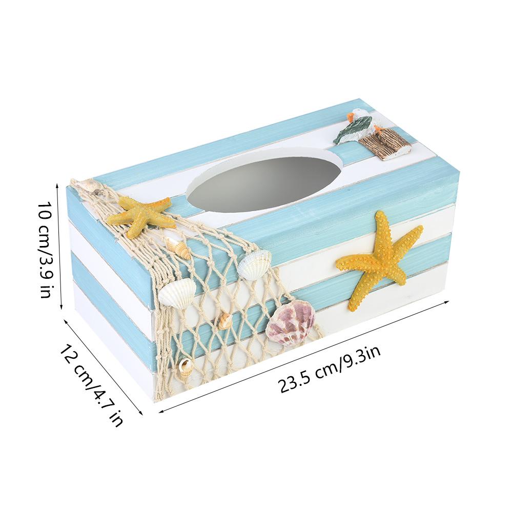 Mediterranean Wooden Tissue Box Restaurant Cafe Napkin Tray Home Decoration(starfish)