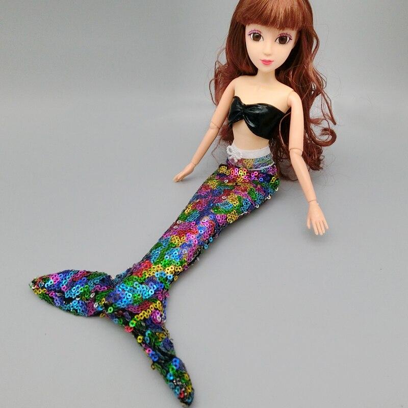 Dolls Dress For Barbie Doll Gown Skirt Fashion Clothes For Barbie Dollhouse Sequin Mermaid Tail Dresses Toy 1/6 Doll Accessories