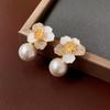 1 пара сережек-подвесок в виде милых цветов с эмалью и жемчугом для женщин и девочек, ювелирные аксессуары, персонализированные универсальные серьги
