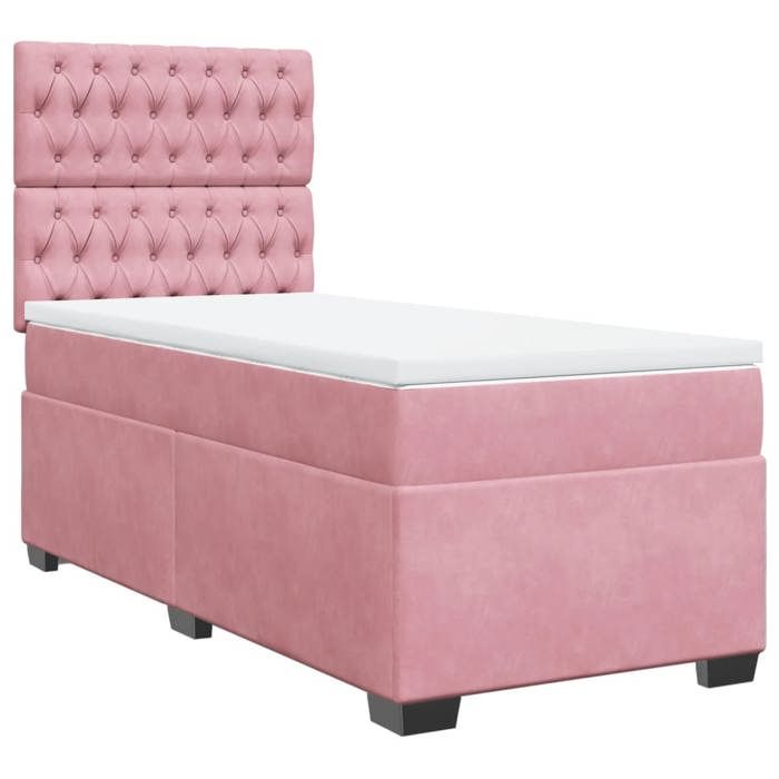 Cadre de lit avec matelas - Maison Exclusive - 80x200 cm - Velours - Tête de lit réglable