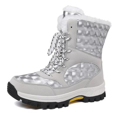 Зимние Снежные Ботинки Женская Обувь Уличные Высокие Теплые Удобные Плюшевые Ботильоны Нескользящие На шнуровке Повседневная Обувь Женская