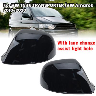 Крышка накладка бокового зеркала для Volkswagen T5 T6 TRANSPORTER Amarok 2010 2011- черная с отверстием для системы помощи при смене полосы автомобильные аксессуары