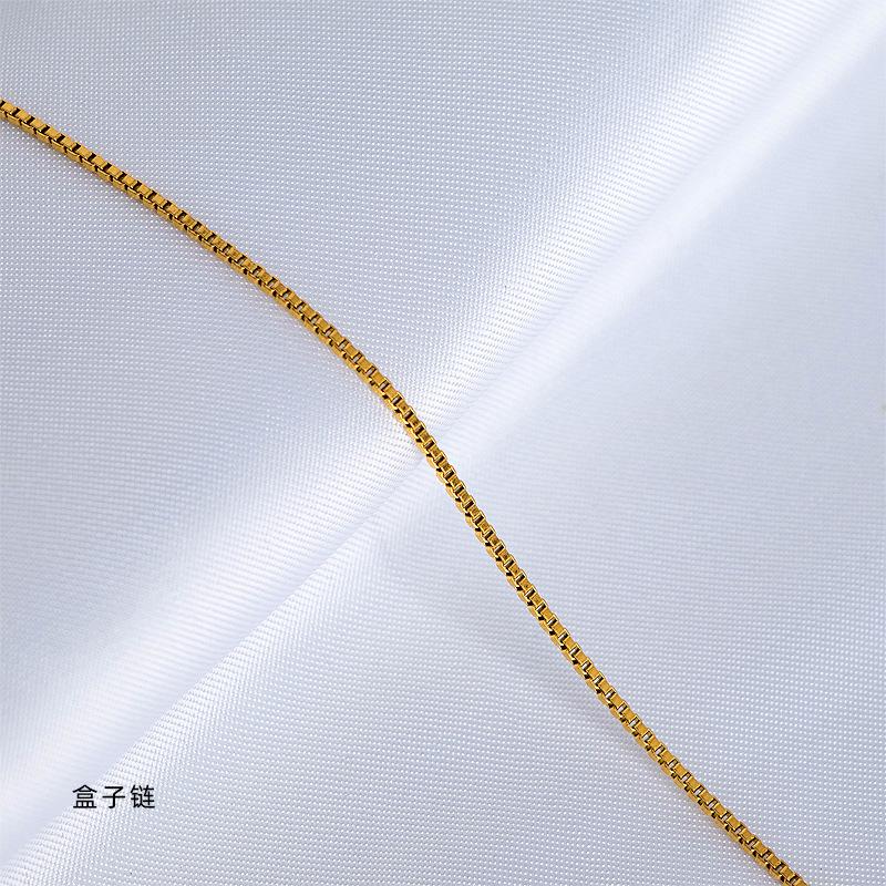 18K Gold Plain Chain Necklace Women'S O-Shaped Chain Collarbone Chain Snake Bone Color Gold Titanium Steel Thin Single Chain Rose Gold No Pendant