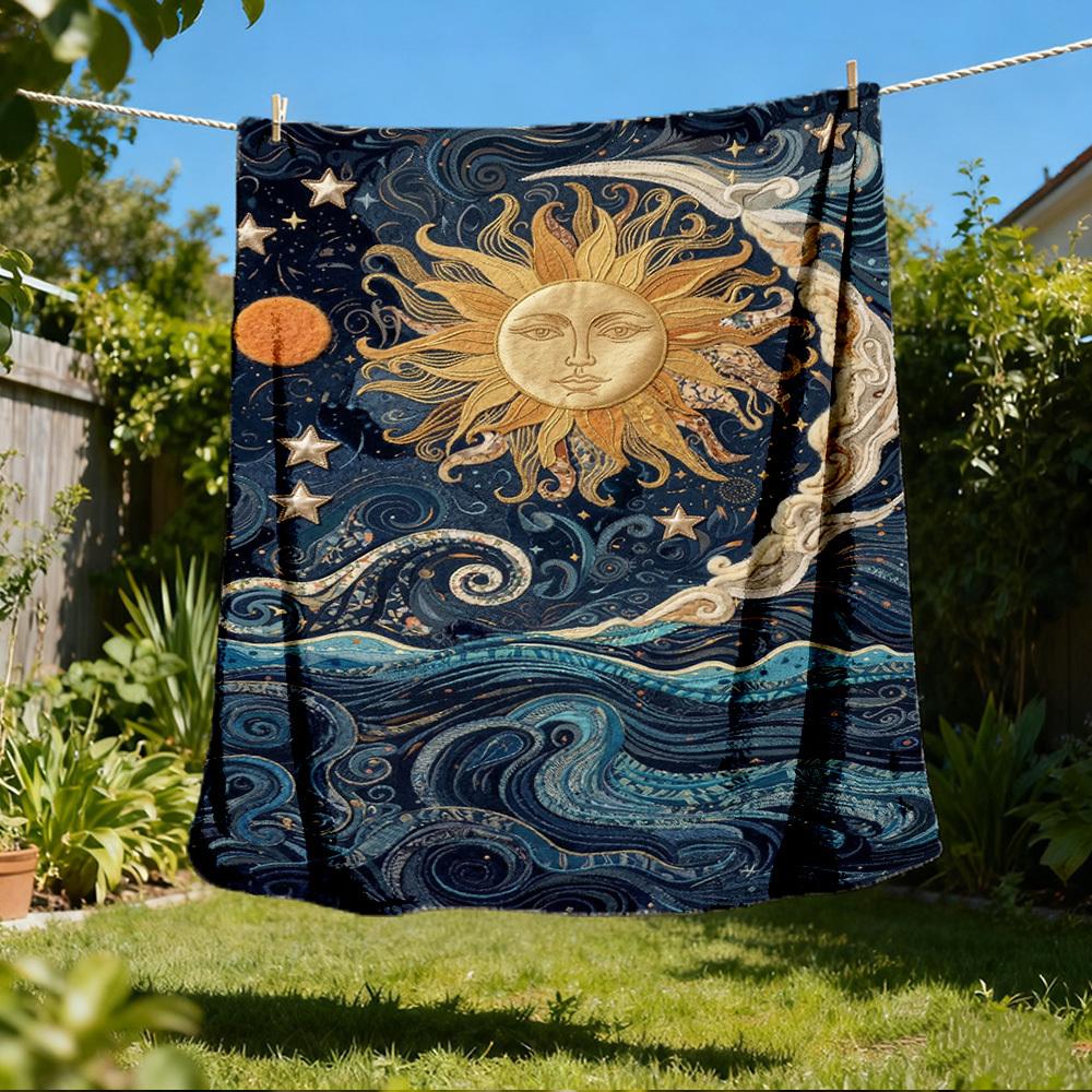 1pc Sun MoonOutdoor Blanket, Soft And Comfortable Blanket, Casual Warm Outdoor Blanket, Good Birthday Gift yy260328087