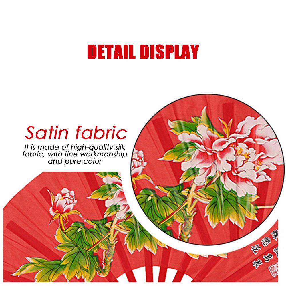 Black Red Chinese Tai Chi Chinoiserie Gift Folding Stage Fan Plastic Bone Fan Yoga Fan Kung Fu Fan