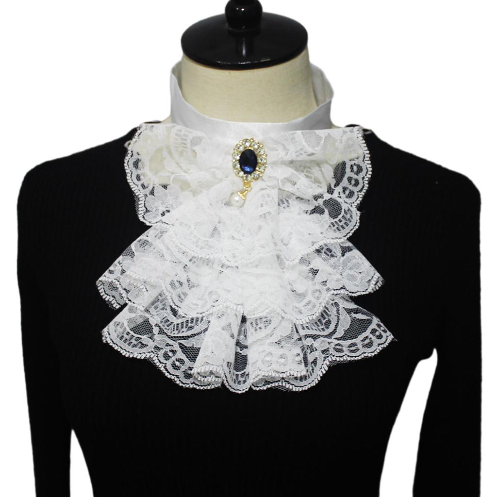 Victorian Vintage Lace Neck Ruff Ruffle Collar Layered Clown Neck Collar Tie Cosplay Costumes Accessories