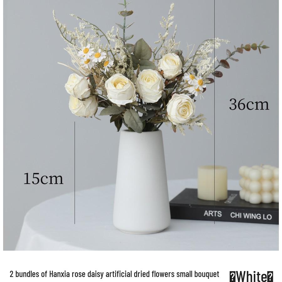 Artificial Rose & Daisy Bouquet - Dried Floral Arrangement for Living Room, Dining Table, or Coffee Table Decor.