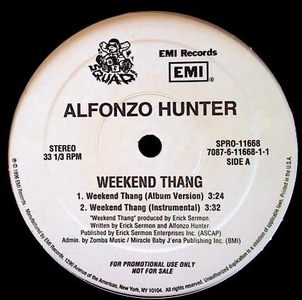 12-дюймовая пластинка ALFONZO HUNTER Weekend Thang SPRO11668 EMI 1996 США SoulFunk Б/у