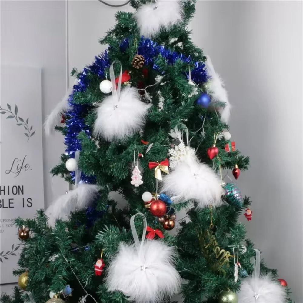 6pcs Mini Feather Snowflake Pendant Simulation Christmas Tree Decoration Valentines Day