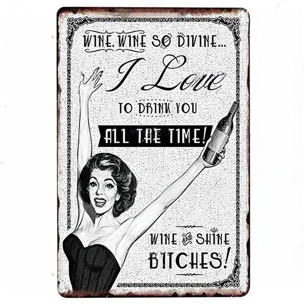 Retro Wine Metal Sign Plaque Vintage Whiskey Painting Perfect for Bar Restaurant Club Man Cave Wall Decor