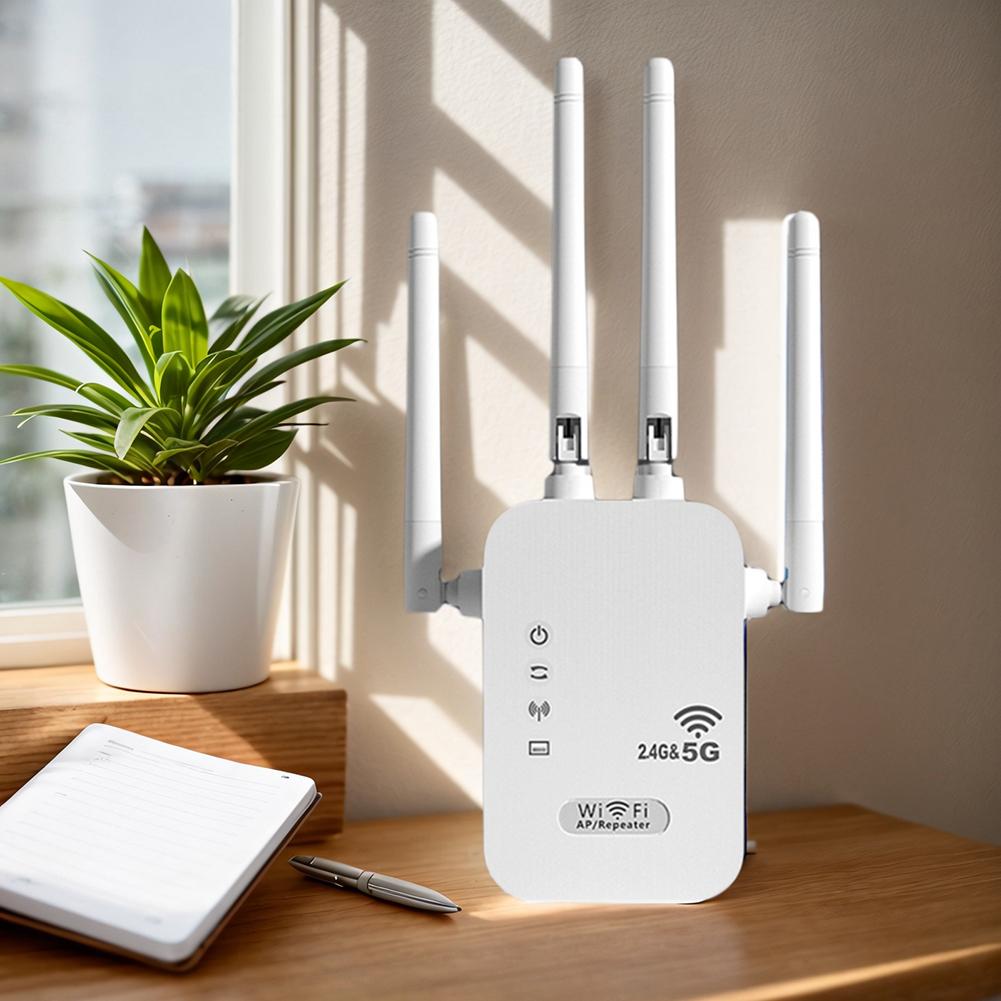 1200Mbps Wi-Fi Signal Booster with WAN/LAN Port Dual-Band 2.4GHz/5GHz for Home