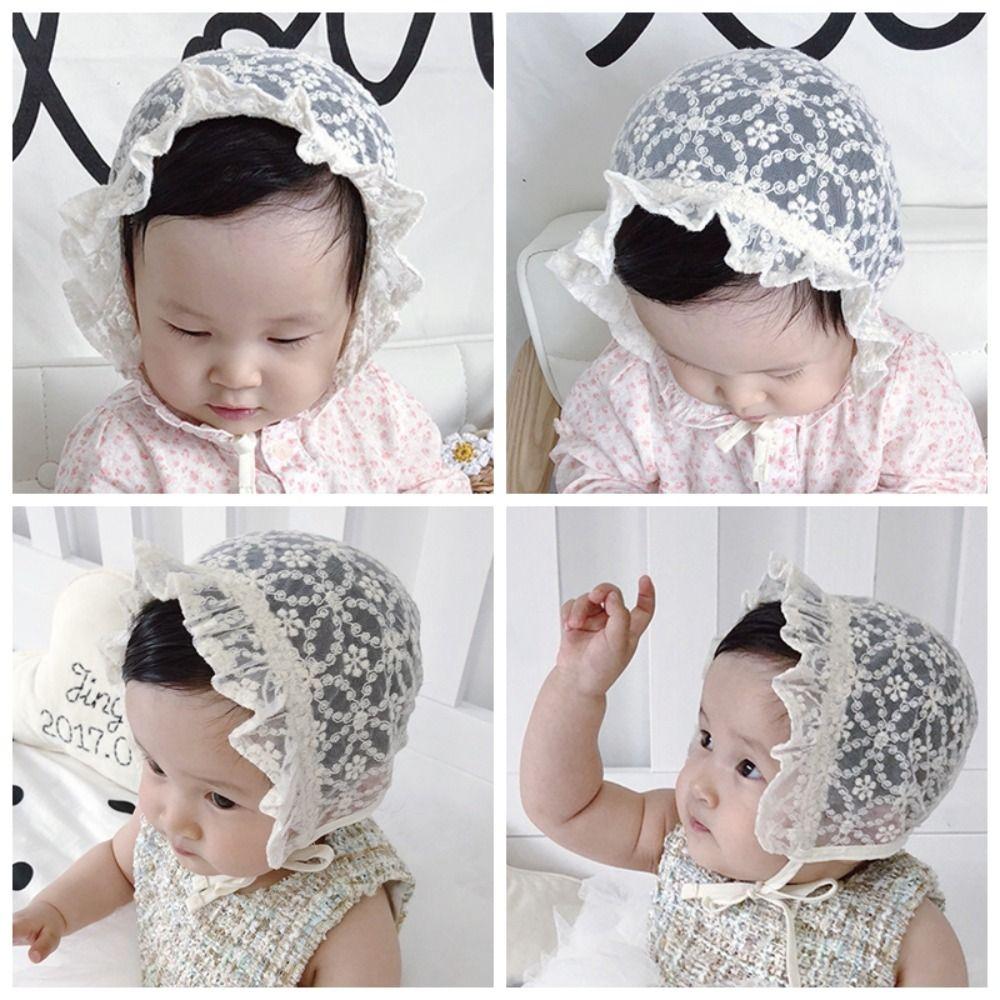 White Baby Lace Hat Breathable Girl Sunhat Ins Lace Ruffle Hat Photo Props