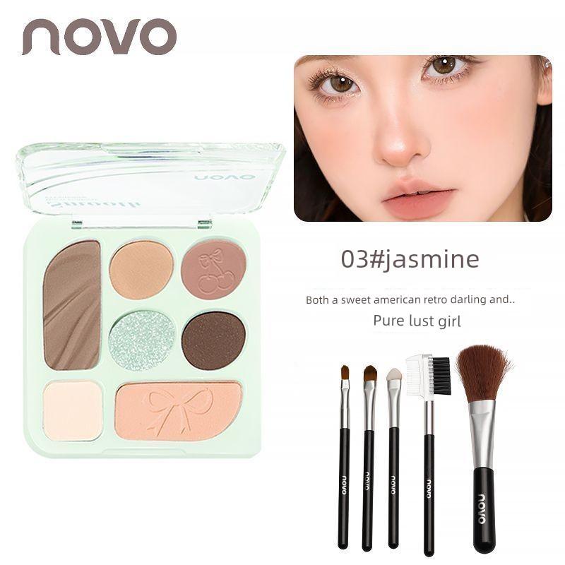 Novo Eye Shadow Matte Contouring Blush Brightening Saturated Pearlescent Daily Blush Waterproof Seven-Color Multi-Functional Comprehensive Palette