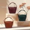 Woven Shoulder Bag Women Stylish Minimalist Crossbody PU Leather Small Square Tote With Zip Daily Use Handbag In