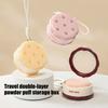 Круглая Пудреница Двухъярусная Разделение Влажного и Сухого Макияжа Чехол для Пуховки Портативный Органайзер для Спонжей Макияжа с Шнурком для Женщин Девочек Дорожное Хранение