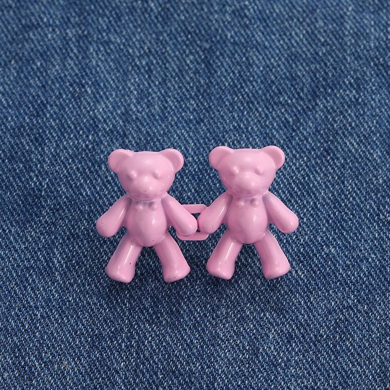 Пряжки для джинсов с мишкой из цинкового сплава, джинсовые брюки, Пряжка для уменьшения талии, полезные инструменты для талии, аксессуары для брюк