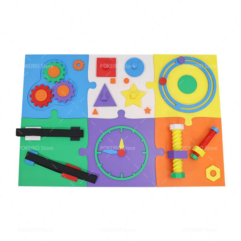 3D Printed Montessori Busy Board Montessori Mirror Puzzle Lock Mobile Gear Busy Board Early Educational Sensory Toy For Kids
