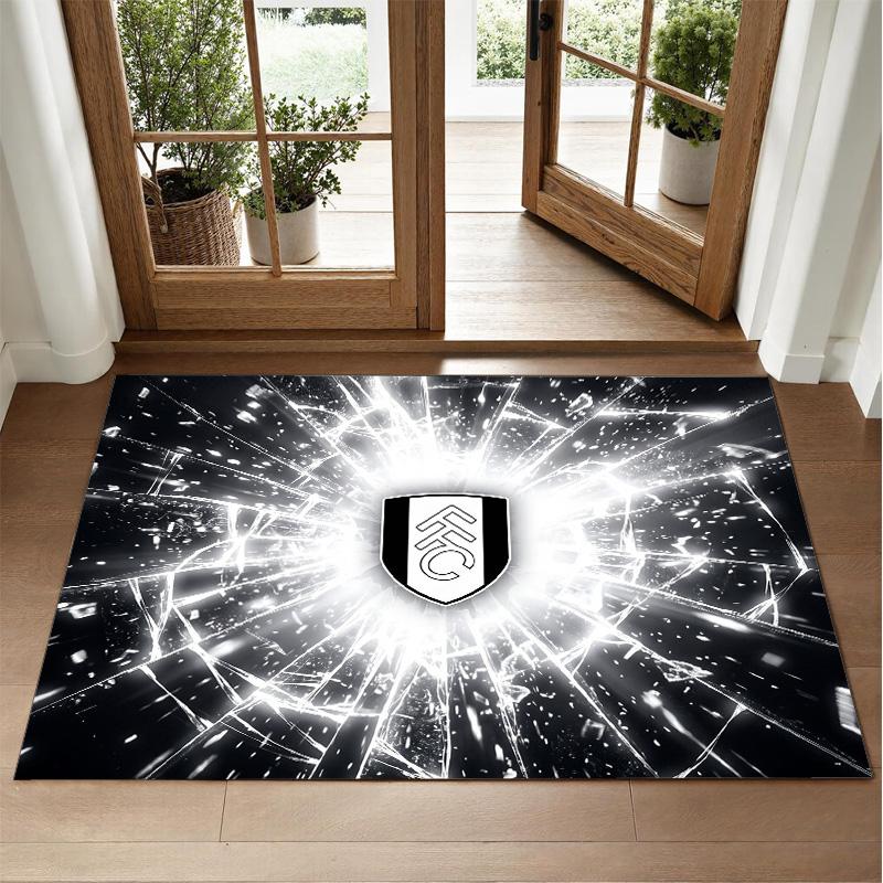 Fulham Football Design Crystal Velvet Rug Soft Decorative Mat for Bedroom Entrance