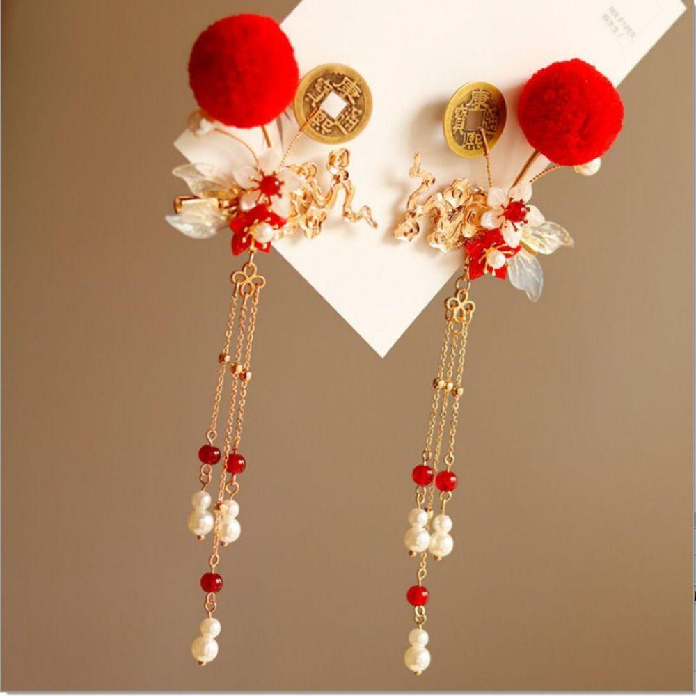 Pearl Ancient Hair Stick Chinese Style New Year Headdress Antique Hair Fork Cheongsam Accessories