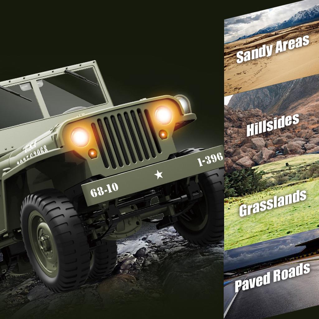 Remote Control Car, 2.4Ghz 4WD Off Road Rock Crawler Vehicle with Lights Canvas Cover, 1:10 All