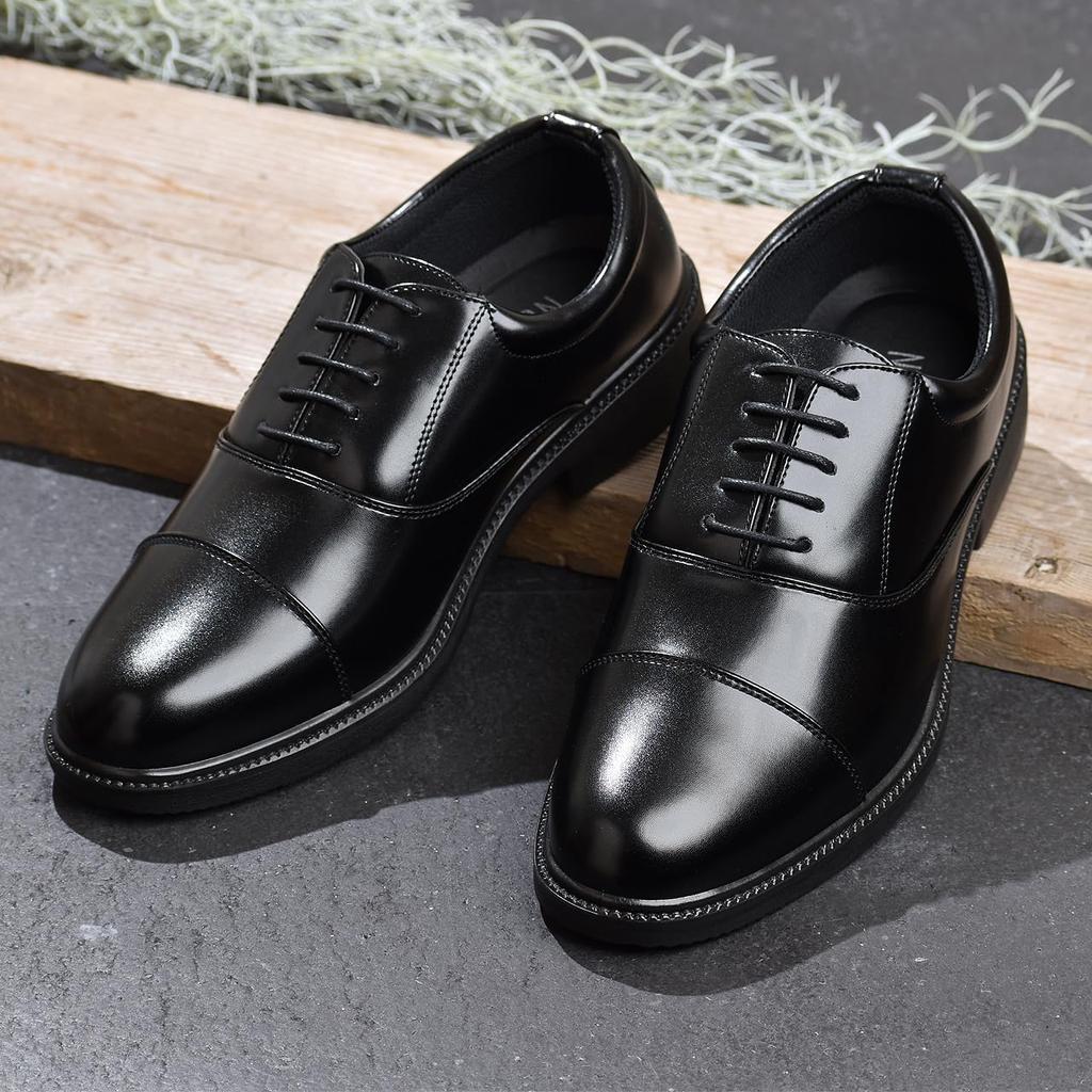 NUMSHENBA Men's Business Shoes, Wide 4E, High Instep, Lightweight Leather Shoes, Comfortable to Walk in (Straight Tip, 27.0 cm)