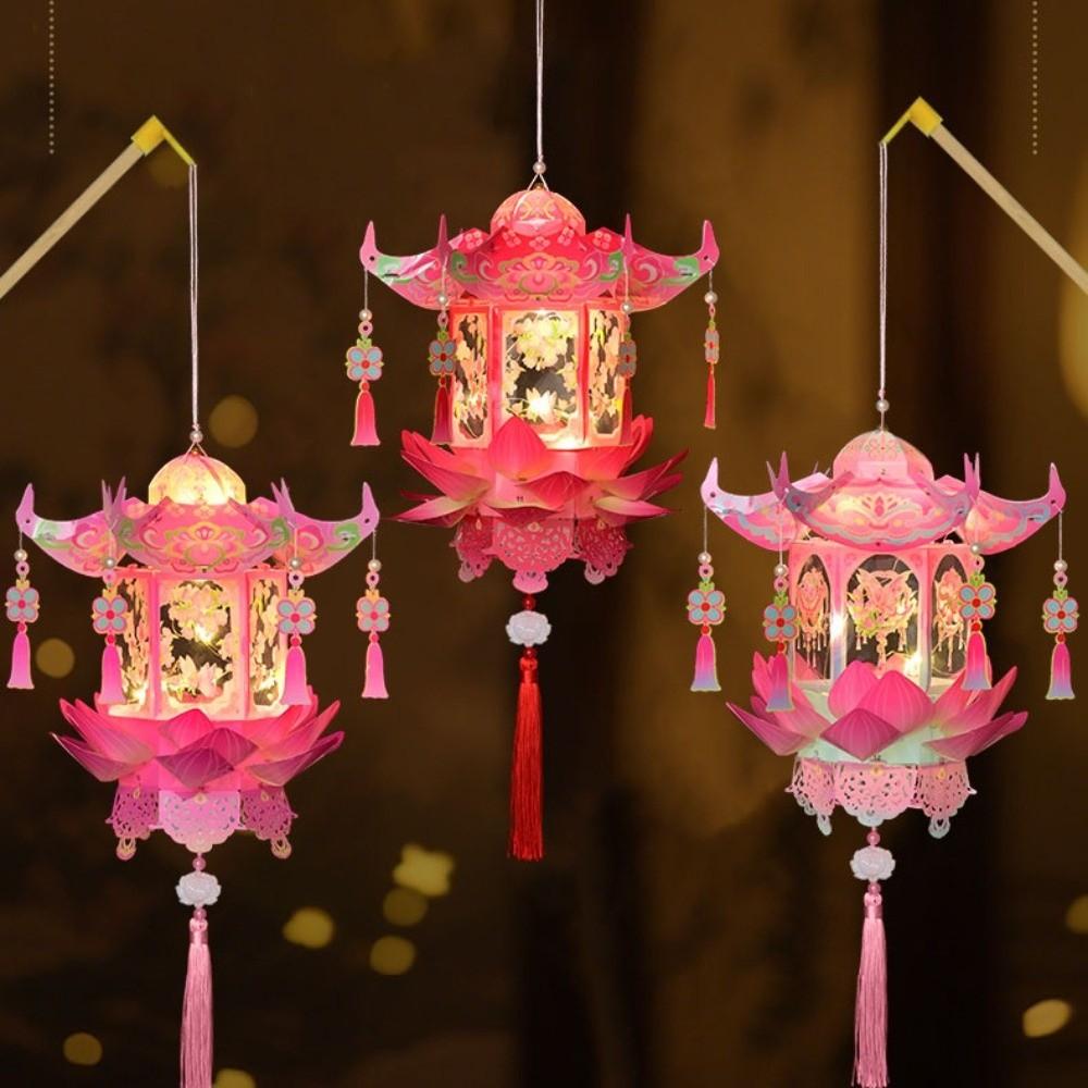 Glowing DIY Craft Material Kit PVC Handheld Lantern Mid-Autumn Festival Lantern  Home Decor