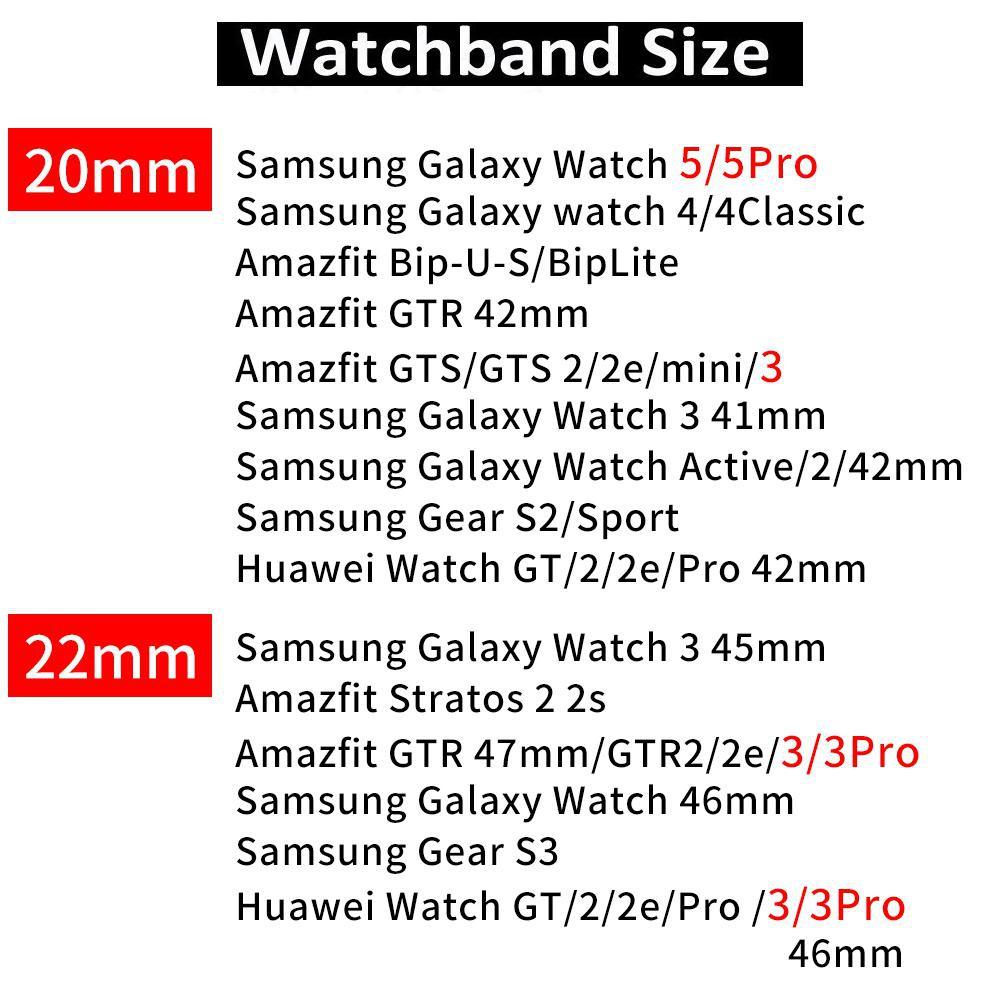 Ремешок 22 мм/20 мм для часов Samsung Galaxy Watch 5, 3, 4, 40 мм, 44 мм, 46 мм, 45 мм, 42 мм gear S3/S4/S2 Frontier Sport Active 2 для часов Huawei, браслет с пряжкой