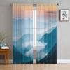 Mountain River Clouds Forest Modern Printed Tulle Curtains for Bedroom Balcony Window Decor Creative Fashion Home Sheer Curtain