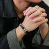 Vnox 12 мм Индивидуальные Браслеты для Мужчин Женщин, ID Браслет из Нержавеющей Стали с Канавками и Регулируемым Силиконовым Ремешком, Повседневный Классический Подарок