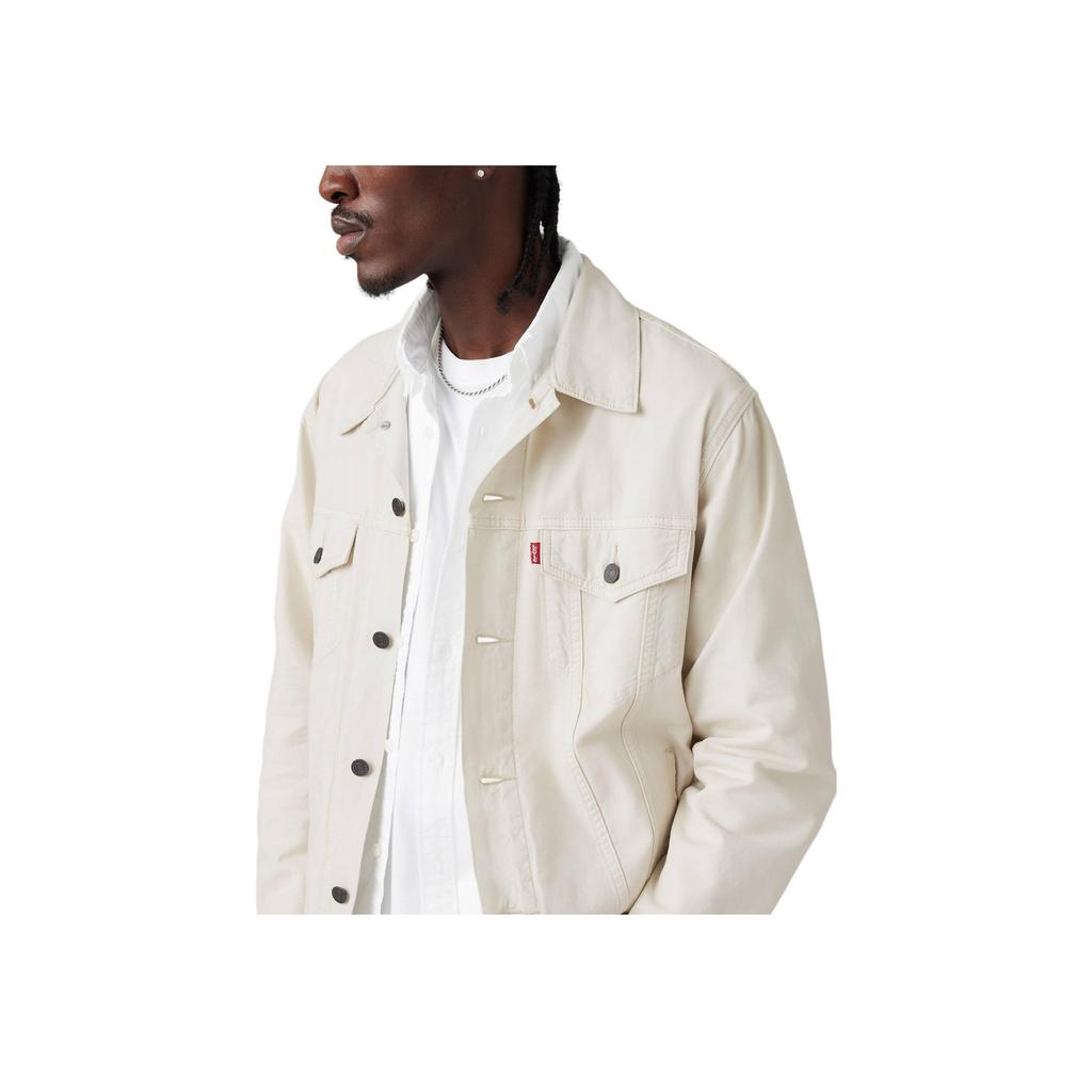 Levi's Свободная джинсовая куртка из хлопка и льна Off White Мужская A5782-0063