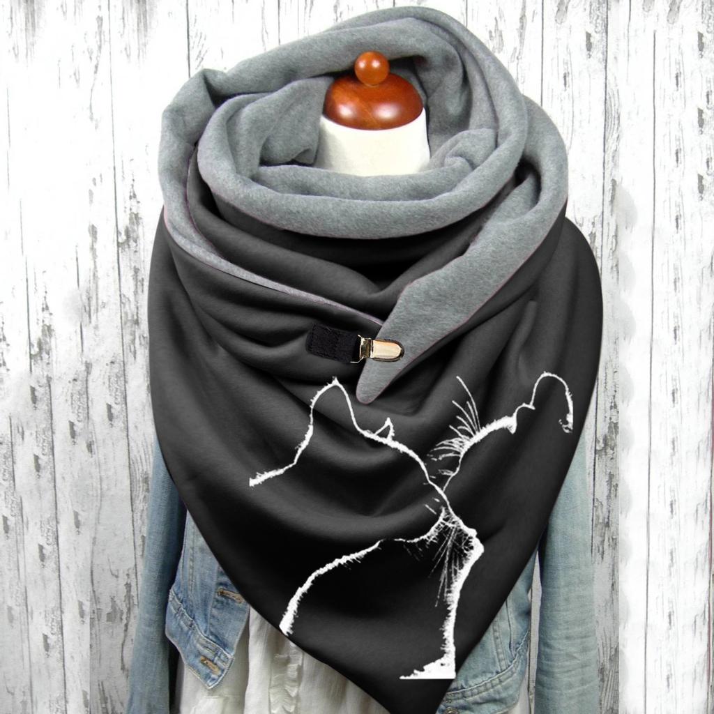 Модные зимние женские пуговицы с принтом, мягкие повседневные теплые шарфы, шали