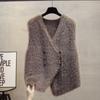 Spring and Autumn new imitation mink fleece sweater women's vest knitted cardigan vest loose outside with winter vest