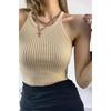 Летние женские сексуальные без рукавов однотонные трикотажные короткие свитера-пуловеры