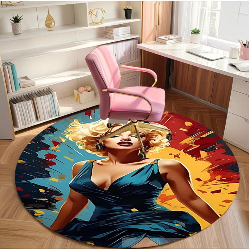 Marilyn Monroe Print Round Rug, Washable Floor Carpet, For Entryway Dorm Laundry Room Office Study, Home Decor Birthday Christmas Gift